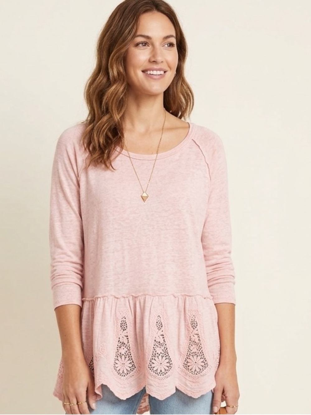 Pink Embroidered Bottom Tunic Top